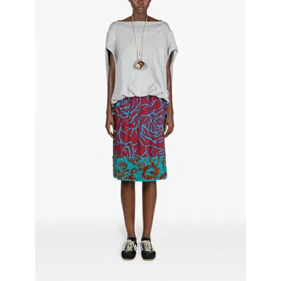 Dries Van Noten Elisabetta Franchi Blue Cotton Lyocell Jeans In Animal Print