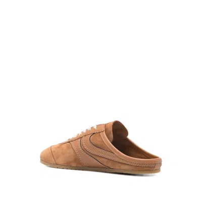 Dries Van Noten Suede Mules Rubber Sole Stitch Detailing In Brown