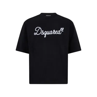 Dsquared2 Logo-embroidered T-shirt In Black