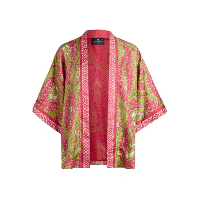 Etro Paisley Foliage Silk Twill Jacket In Multi