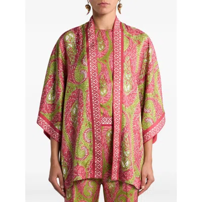 Etro Paisley Foliage Silk Twill Jacket In Multi