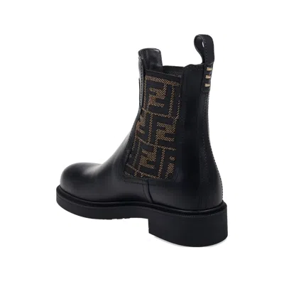 Fendi Chelsea Bootie With Ff Elastic Band Boots Black In Multi