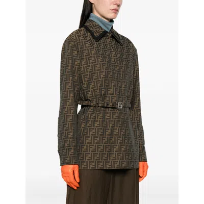 Fendi Brown Ff Jacket In Brown
