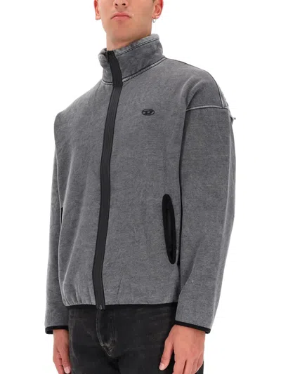 Diesel Mens S-baty Zipped Stretch Cotton-jersey Sweatshirt 02a In Gray