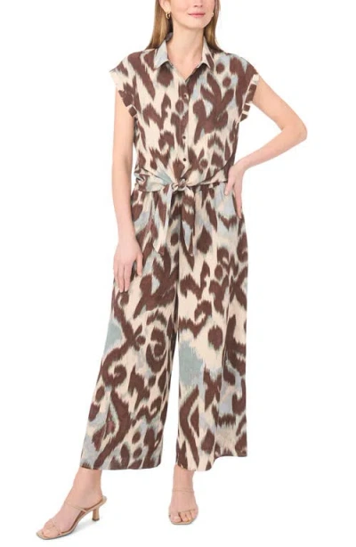 Halogen ® Printed Button-up Top In Brown