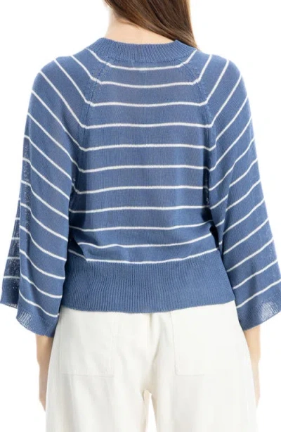 Max Studio Stripe Raglan Sleeve Sweater In Blue