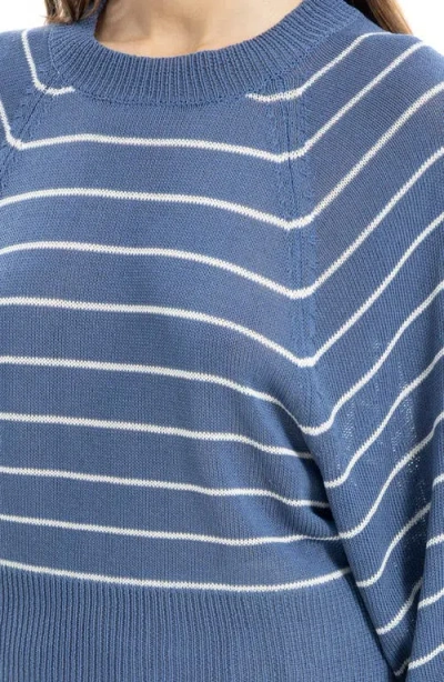 Max Studio Stripe Raglan Sleeve Sweater In Blue