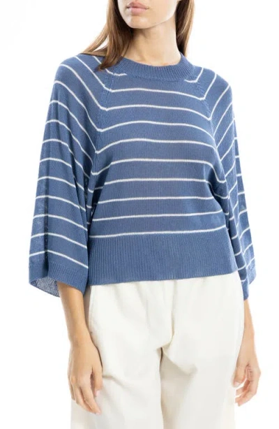 Max Studio Stripe Raglan Sleeve Sweater In Blue