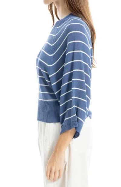 Max Studio Stripe Raglan Sleeve Sweater In Blue