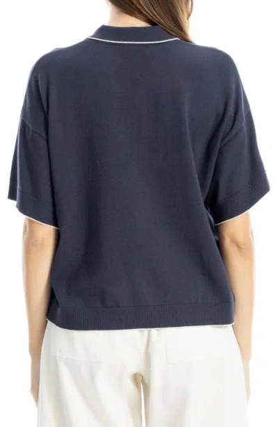 Max Studio Boxy Polo Sweater In Blue