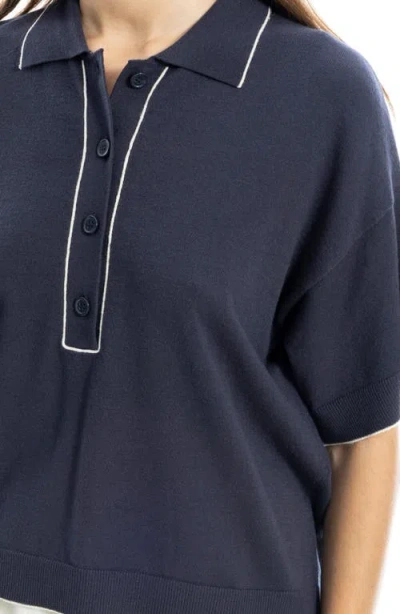 Max Studio Boxy Polo Sweater In Blue