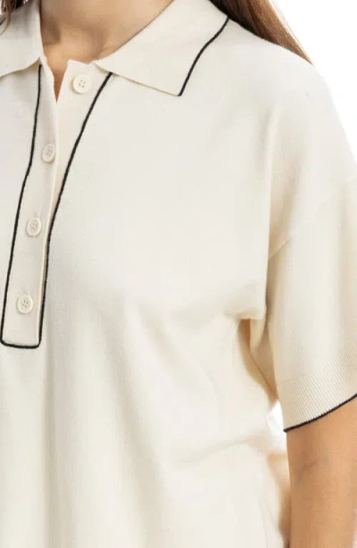 Max Studio Short Sleeve Sweater In Neutral