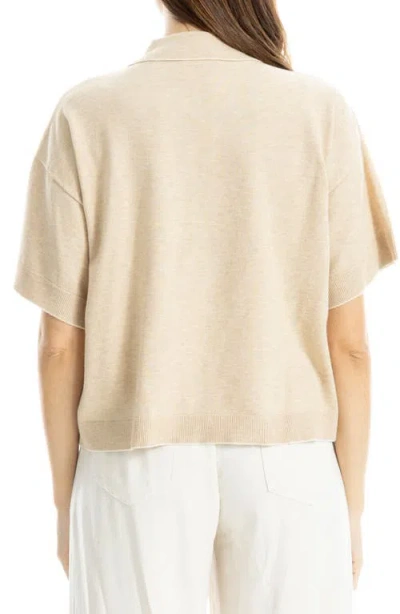 Max Studio Boxy Polo Sweater In Neutral