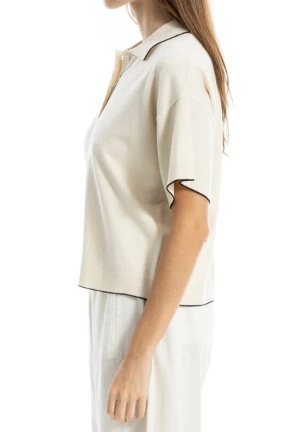 Max Studio Short Sleeve Sweater In Neutral
