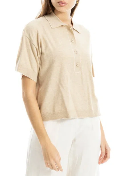 Max Studio Boxy Polo Sweater In Neutral
