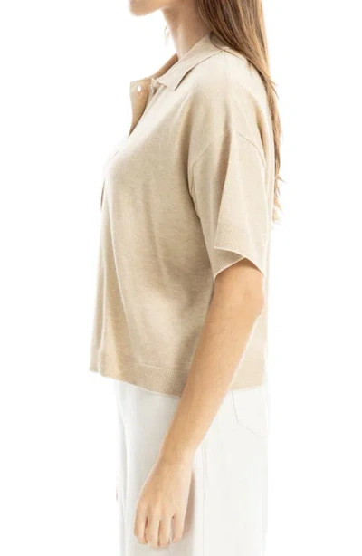 Max Studio Boxy Polo Sweater In Neutral