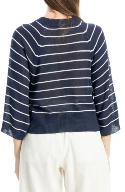 Max Studio Stripe Raglan Sleeve Sweater In Blue