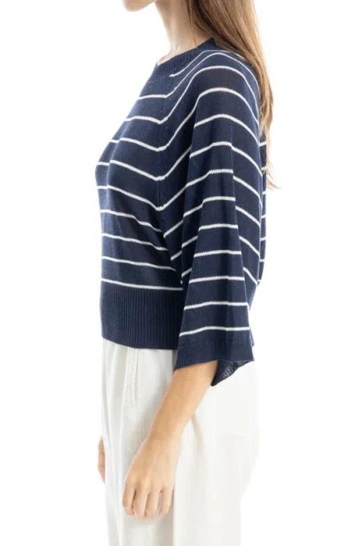 Max Studio Stripe Raglan Sleeve Sweater In Blue