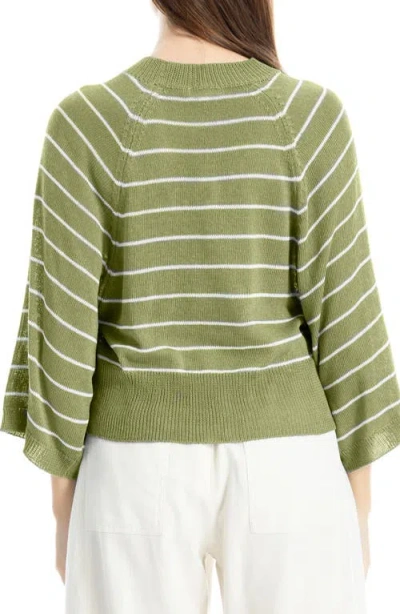 Max Studio Stripe Raglan Sleeve Sweater In Green
