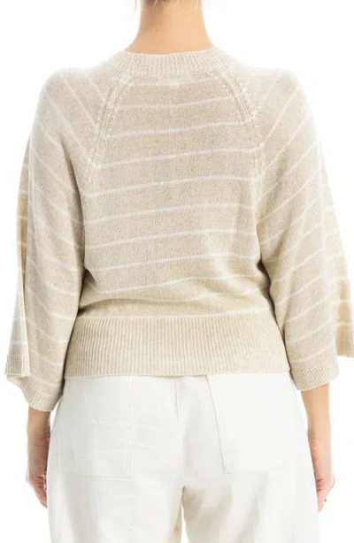 Max Studio Stripe Raglan Sleeve Sweater In Neutral
