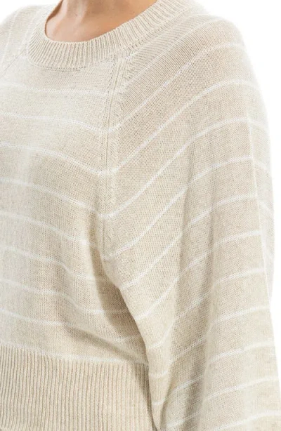 Max Studio Stripe Raglan Sleeve Sweater In Neutral