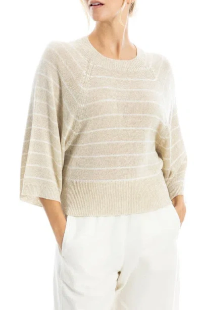 Max Studio Stripe Raglan Sleeve Sweater In Neutral