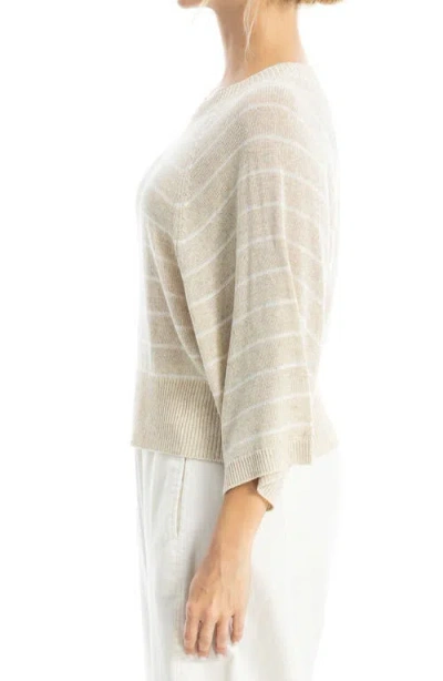 Max Studio Stripe Raglan Sleeve Sweater In Neutral