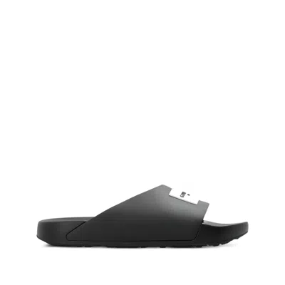 Givenchy Label Flat Mules In Black Rubber Women In Black