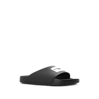 Givenchy Label Flat Mules In Black Rubber Women In Black