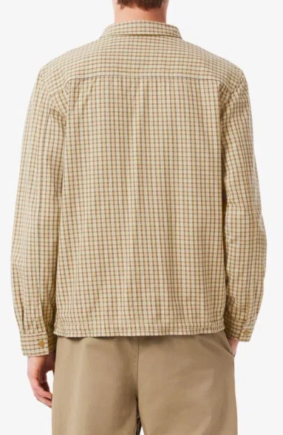 Lacoste Oversize Drawstring Hem Snap Front Overshirt In Brown