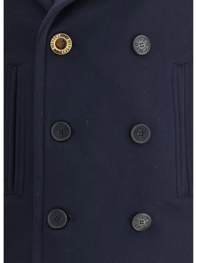 Givenchy Men Double-breasted Coat In Blue