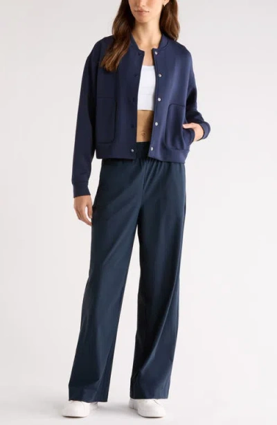 Zella Luxe Snap Front Jacket In Blue