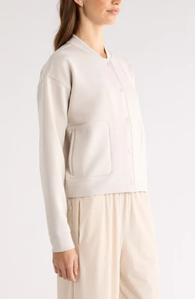 Zella Luxe Snap Front Jacket In White