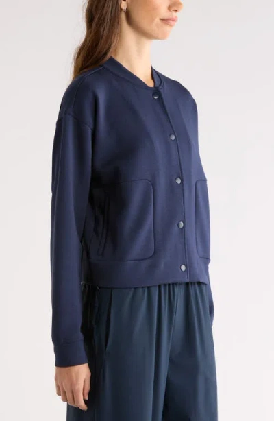 Zella Luxe Snap Front Jacket In Blue