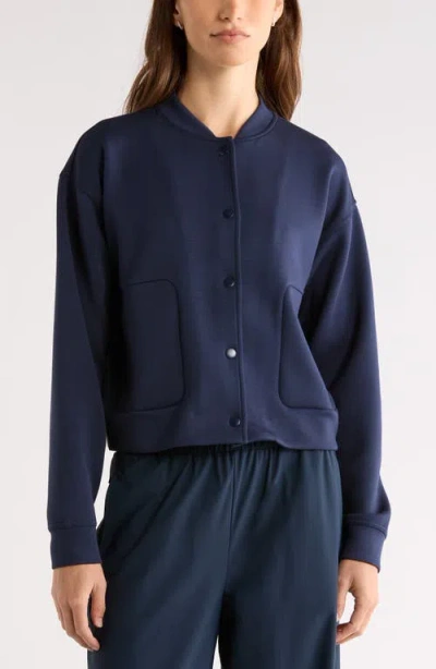 Zella Luxe Snap Front Jacket In Blue