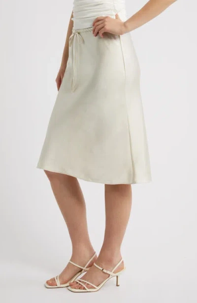 Open Edit Drawstring Satin Skirt In White