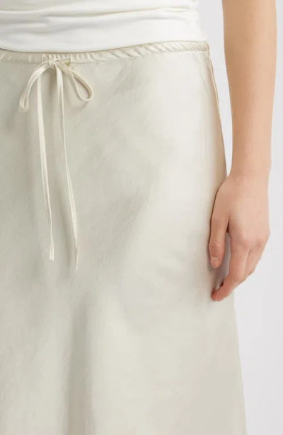 Open Edit Drawstring Satin Skirt In White