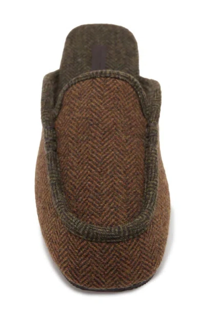 Mango Herringbone Mule Slipper In Brown