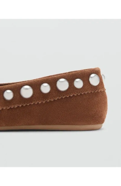 Mango Studded Loafer In Brown