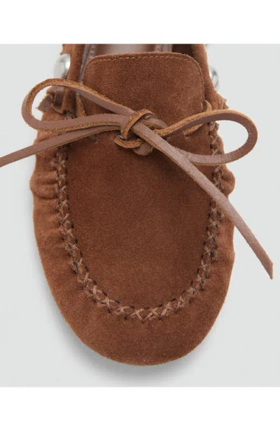 Mango Studded Loafer In Brown