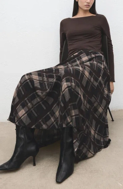 Mango Boatneck Top In Brown