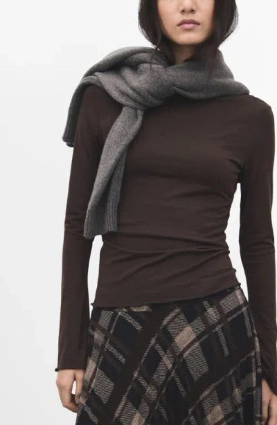 Mango Boatneck Top In Brown