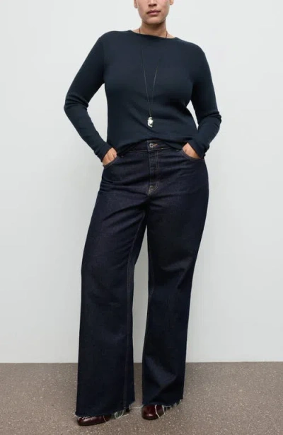 Mango Crewneck Top In Black