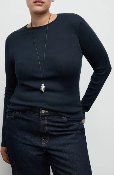 Mango Crewneck Top In Black