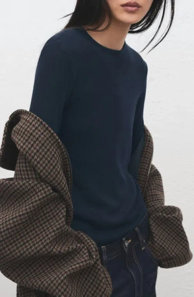 Mango Crewneck Top In Black