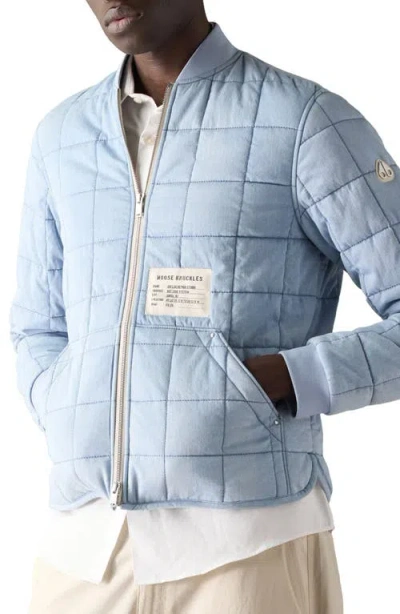 Moose Knuckles Transit Down Denim Liner Bomber Jacket In Multi