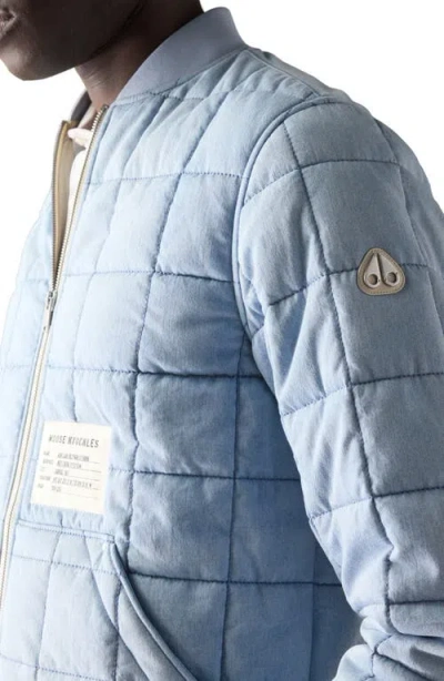 Moose Knuckles Transit Down Denim Liner Bomber Jacket In Multi