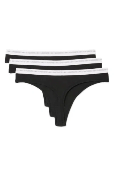 Lacoste 3-pack Stretch Cotton String Briefs In Black
