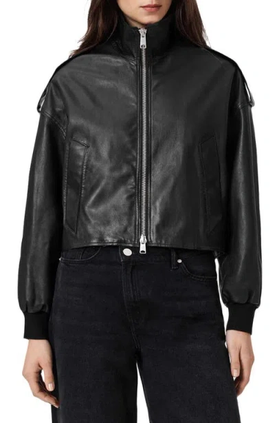Allsaints Leather Lowden Leather Jacket In Black