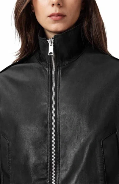 Allsaints Leather Lowden Leather Jacket In Black